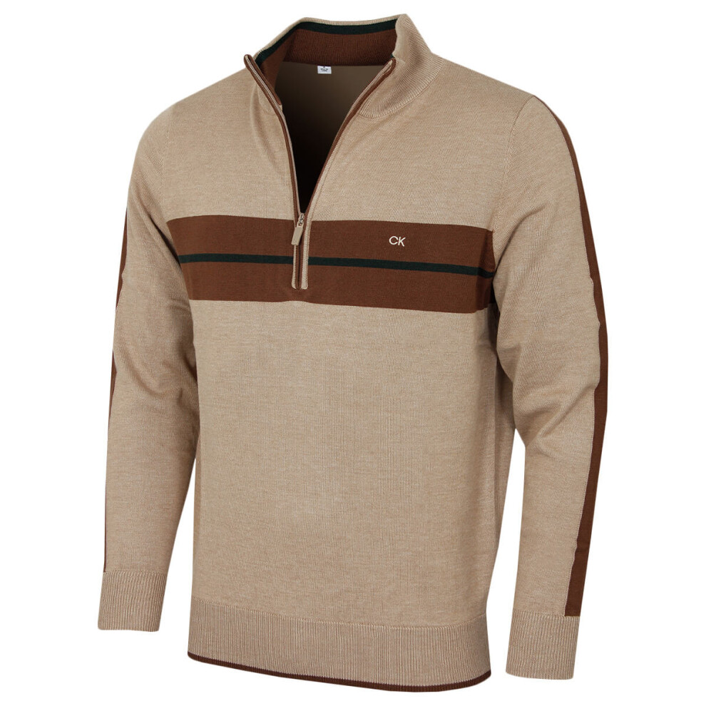 Calvin Klein (Xxl, Tan) Mens 2026 Golf Vertex Half Zip Neck Pullover Sweater