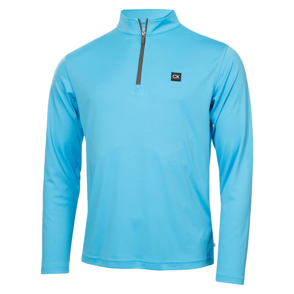 Calvin Klein (S, Aquarius) Mens Westgate Half Zip Lightweight Insulated Golf Sweater