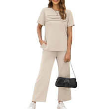 Two Piece Sets for Women Summer Travel Vacation Outfits-Beige S