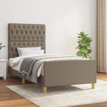 vidaXL sengestel uden madras taupe 90x190 cm stof