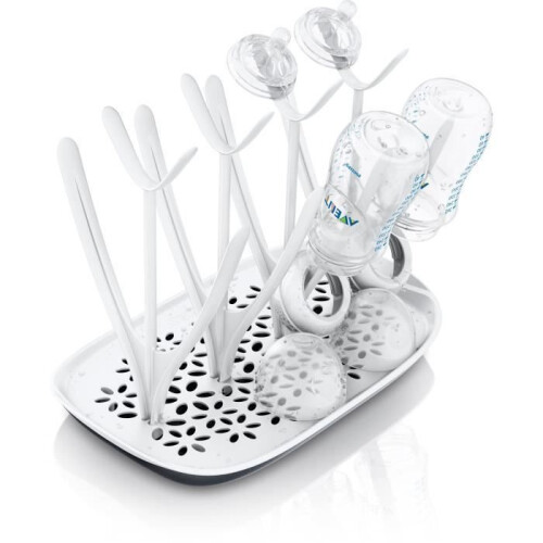 Bottle and Teat Drying Rack with Removable Drip Tray, White and Grey, for Easy Kitchen Storage 2