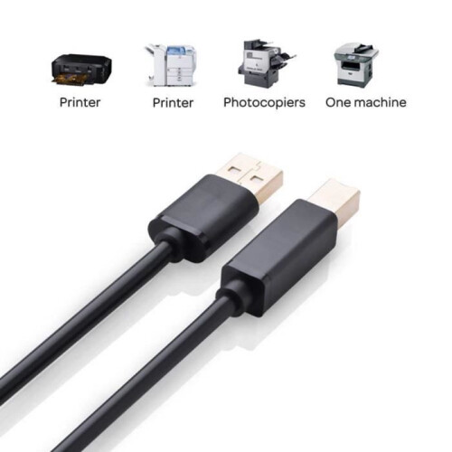 Καλώδιο USB A σε USB B 1,8M Μαύρο για Εκτυπωτές και Σαρωτές Μεταφοράς Δεδομένων Πλεγ 1