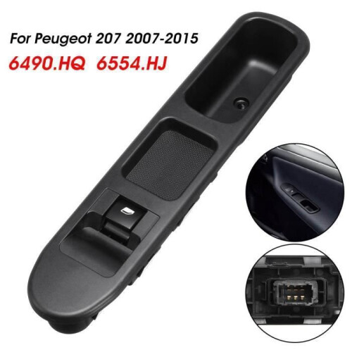 6-Pin Passenger Side Power Window Switch for 207 Left Hand Drive Replacement, Black 2