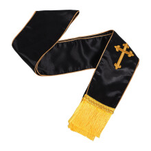 Black and Red Embroidered Wedding Pastor Stole with Tassel Detail