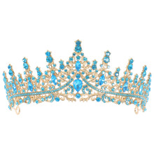 Baroque Sky-Blue Rhinestone Bridal Tiara Crown for Formal Events