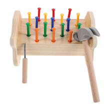 1Set Montessori Klopbank Met Gekleurde Pinnen Voor Kleuters
