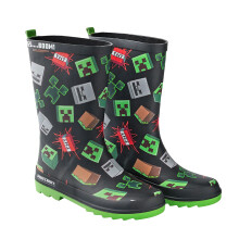 (13 UK Child, Black/Green) Minecraft Boys Icons Wellington Boots
