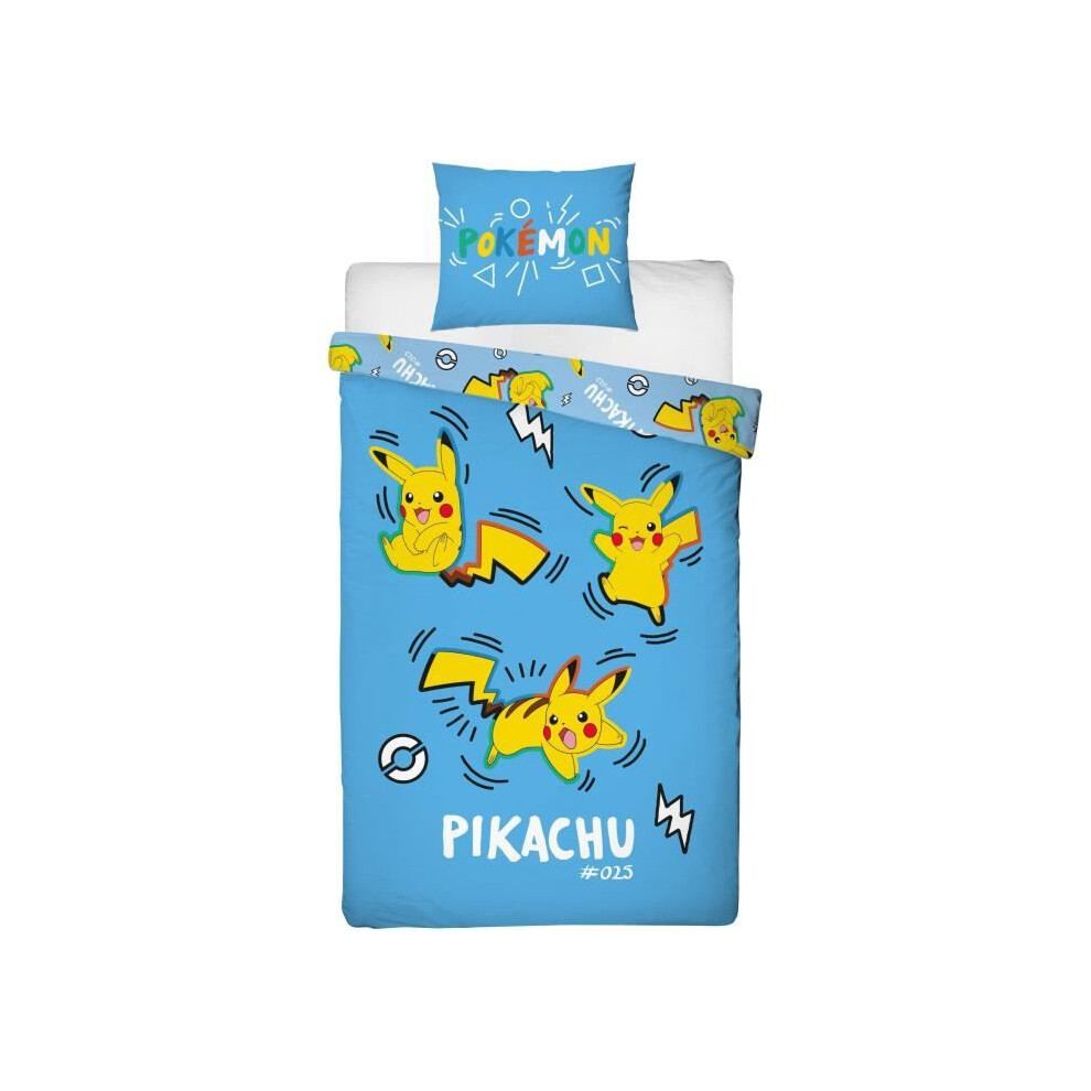 Pokémon Bedding Set - Pokemon - Pikachu In All Its Forms - Microfiber - 1 Duvet Cover 140 X 200 Cm + 1 Pillowcase 63 X 63 Cm