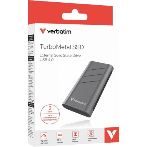 Verbatim Verbatim TurboMetal 2TB USB4 Type-C ekstern SSD grå