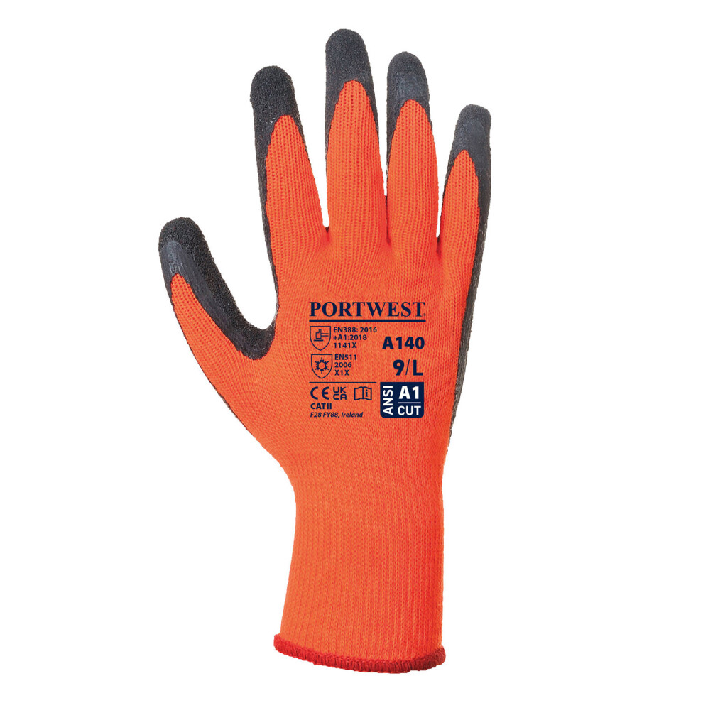 (M, Orange) Portwest Unisex Adult Thermal Grip Gloves 5063470053575