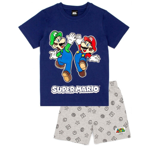 Super Mario (9-10 Years, Navy/Grey) Super Mario Boys Short Pyjama Set