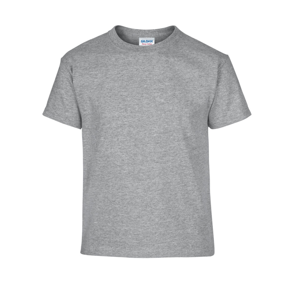 Gildan (9-11 Years, Sports Grey) Childrens/Kids Cotton Heavy Short-Sleeved T-Shirt