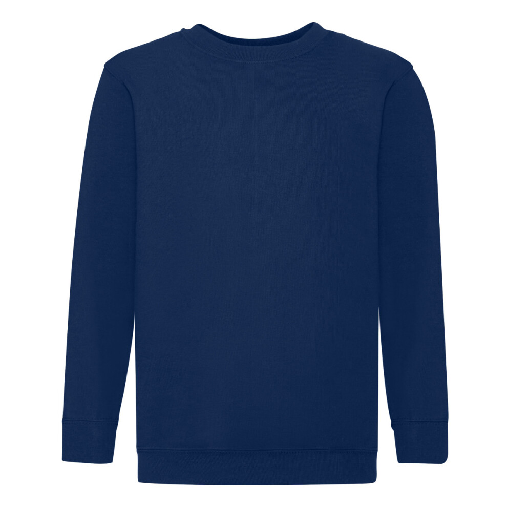 Fruit Of The Loom (12-13, Navy) Childrens Unisex Set In Sleeve Sweatshirt Blue,Multicoloured