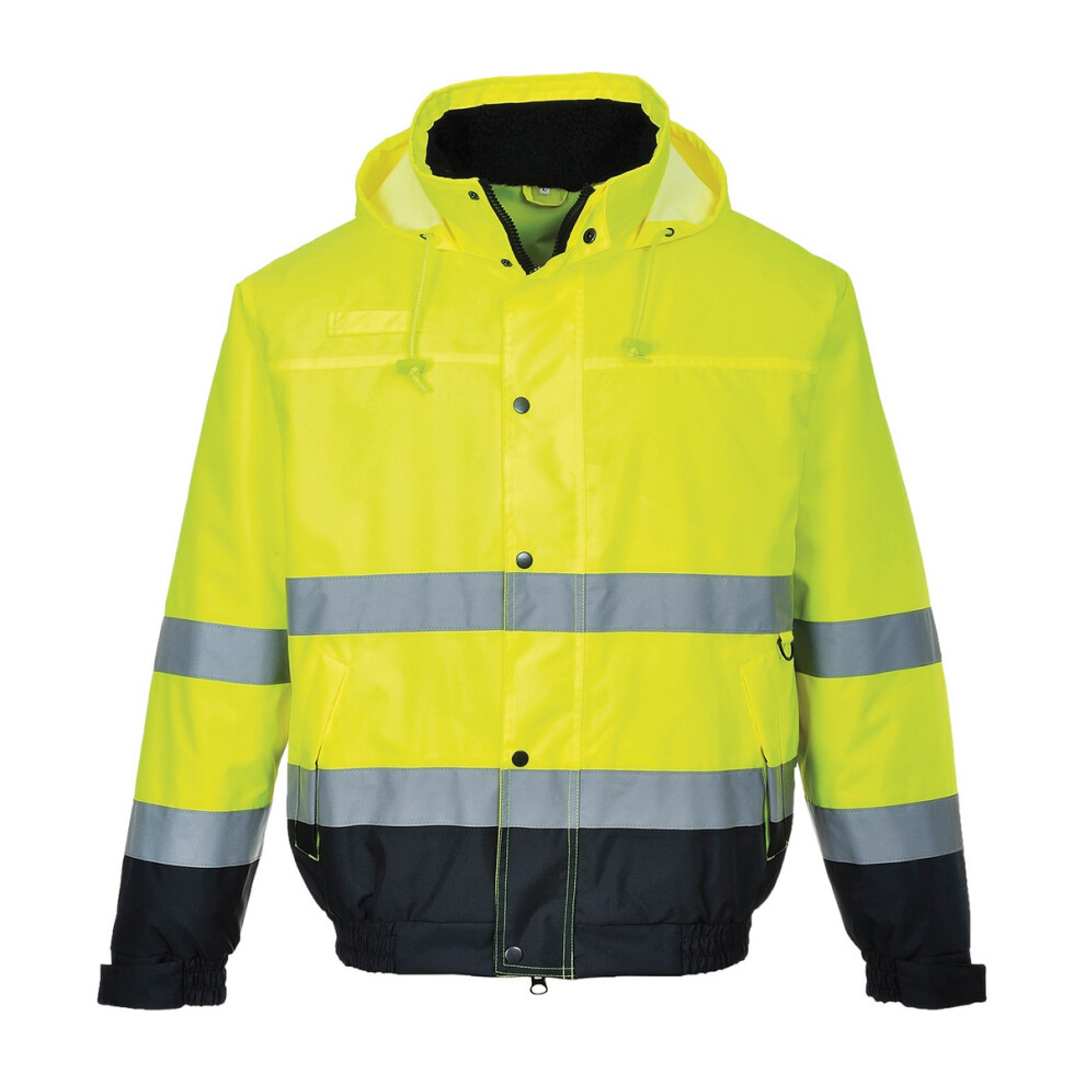 Portwest (M, Hi-Vis Yellow/ Navy) Unisex Hi-Vis Bomber Jacket (S463) / Workwear / Safetywear Blue,Yellow