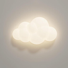 Plafonnier encastré 3D LED en forme de nuage, 10 W, à intensité variable, en acrylique blanc laiteux avec étoiles, pour chambre ou couloir.
