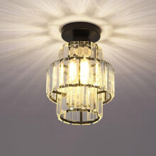Plafonnier moderne en cristal E27, noir, 18 cm, pour salon, couloir, bar, cuisine, salle Ă manger, chambre d'enfant