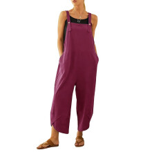 Women's casual loose long jumpsuit overalls-Fuchsia XL