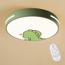 Plafonnier LED rond pour enfants, motif dinosaure vert, intensité variable, télécommande, 36 W, 30 cm, chambre