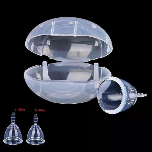 Menstrual Cup, Large Small Size Silicone Reusable Feminine Period Cup with Sterilizer 1
