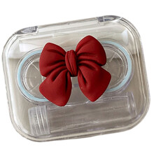 Bowknot Design Contacts Lens Travel Box with Necessary-Red