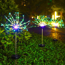 Luzes solares de fogos de artifício com 120/150 LEDs para jardim externo.