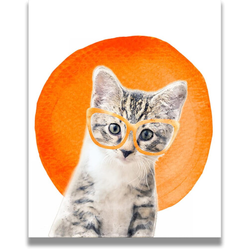 Kunstdruck „Katze mit Brille“, 8x10 Zoll