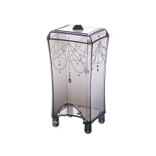 Boîte de rangement pour cotons démaquillants, grise transparente, PS