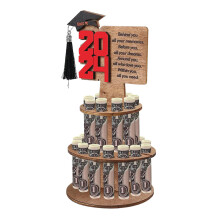 Porte-monnaie en bois pour remise de diplômes, en forme de gâteau à étages, 25 emplacements