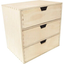 Mini houten ladekast met 3 lades - beige