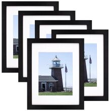 Cadre photo noir en bois de pin et verre acrylique (lot de 5)