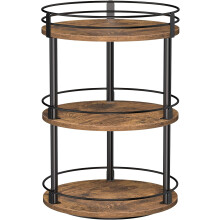 Étagère à épices rotative à 3 niveaux – Brun rustique, 25,7 cm²