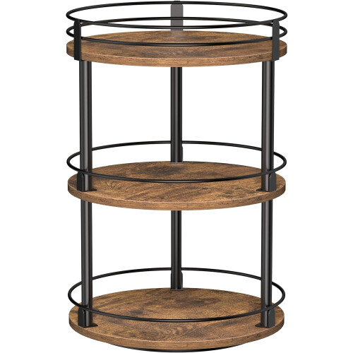 Étagère à épices rotative à 3 niveaux – Brun rustique, 25,7 cm²
