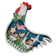 Træhane-ornament med lys – hvid, 14x5,5x3cm