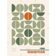 Affiche Bauhaus vert sauge, impression d'art géométrique abstrait