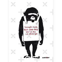 Banksy Monkey Graffiti Art Print – Laugh Now Red Stripes