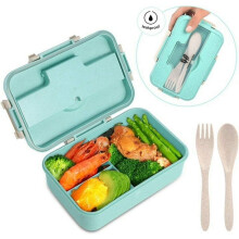 Bento box z pšeničnej vlákniny pre dospelých, 3-priehradkový, 1200 ml