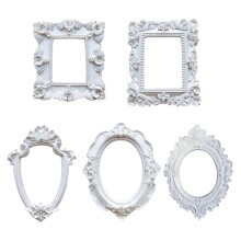 Mini cadres floraux blancs vintage ovales, rectangulaires et baroques