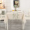 Nappe rectangulaire beige en coton et lin, résistante aux taches 1