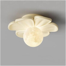 Plafonnier moderne et épuré en résine crème, beige, idéal pour une chambre d'enfant, un couloir, une entrée, un balcon ou un restaurant.