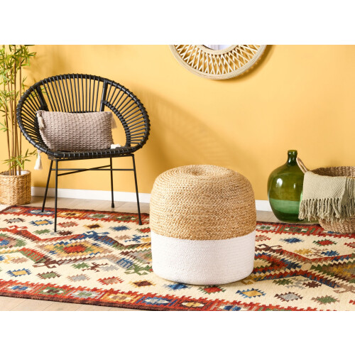 Beliani Pouffe DALAMA Jute White 2