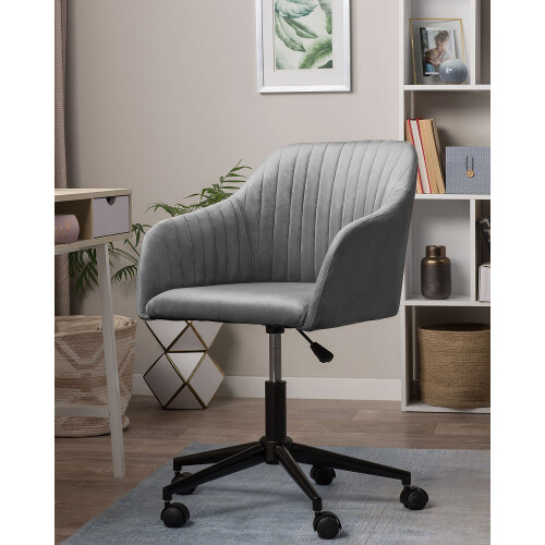 Beliani Desk Chair VENICE Velvet Grey 1