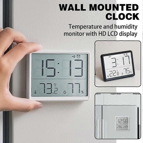 (white/onesize) Ultra Thin Electronic Clock Simple Digital Clocks Wall Mounted LCD Disp 1