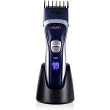 Cordless Hair Beard Trimmer With LED Display Carmen Mens Signature Midnight Blue