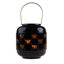 Candle Holder Lantern w/Handle Black Metal Bee Cut Out Design Votive Candle 20cm
