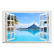 Sticker mural en PVC représentant un paysage par la fenêtre