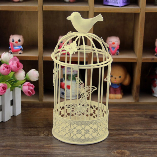 Vintage birdcage hanging lantern tealight candlestick