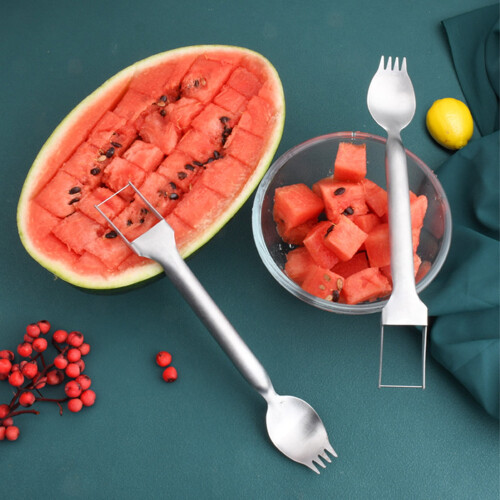 2-i-1 vannmelon- og fruktskjærer i rustfritt stål