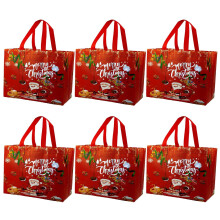 6 bolsas de regalo navideñas – Bolsas de tela no tejida laminada