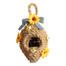 Ornement en forme de nid d'abeille en forme de tournesol, tressé en corde de chanvre, pour la décoration intérieure