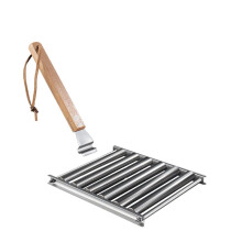 Hot Dog Grill Roller with Wooden Handle Portable Rack Hot Dog Sausage Grill Roller